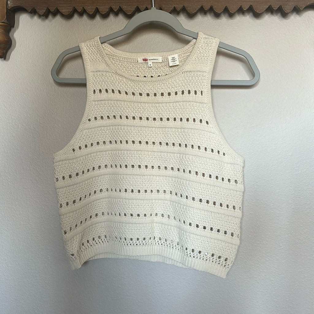 Nwot Levi's Superbloom Crochet Knit Tank Top In Beige